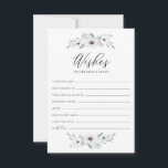 Vattenfärgsemones Önskemål för Bride och Groom Rådkort<br><div class="desc">Vit vattenfärgsemones Önskemål för Bride and Groom Card. Vattentärfärgade illustrationer av vita anemoner med eukalyptus och andra folieaccenter med god önskemål- kort.  era förhoppningar och önskemål för de nya lywederna.</div>