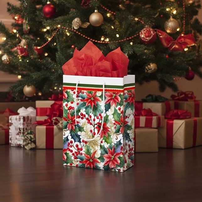 Vattenfärgsepoinsettia och mönster jul (Skapare uppladdad)