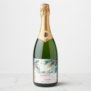 Vattenfärgsetikett Bröllop Sparkling Vin