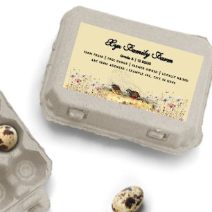 Vattenfärgsetikett Farm Quail Egg Carton Label Fraktsedel