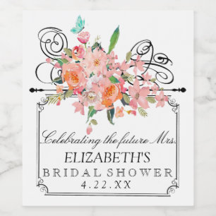 Vattenfärgsetikett för Blommigten Möhippa Vin Flas Vinflaska Etikett