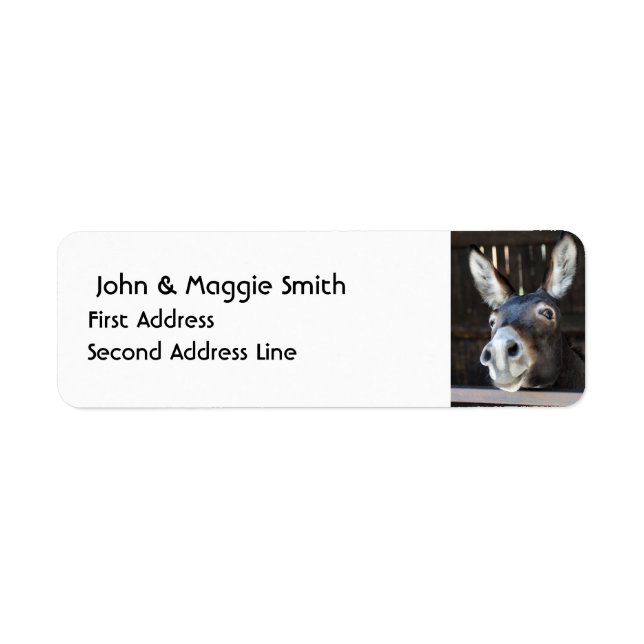 Vattenfärgsetikett för Donkey Animal Nature Art Returadress Etikett (Framsidan)