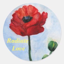 Vattenfärgsetikett för Radiate Kärlek Blommigt, gl Runt Klistermärke
