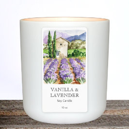 Vattenfärgsetikett Lavender Farm Candle-Fransk Fraktsedel