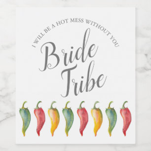 Vattenfärgsetikett Pepper Bridesmaid Frieri Hett P Vinflaska Etikett