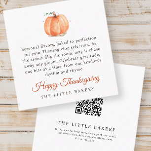 Vattenfärgsetikett Pumpkin Thanksgiving Baked Good Fyrkantigt Visitkort