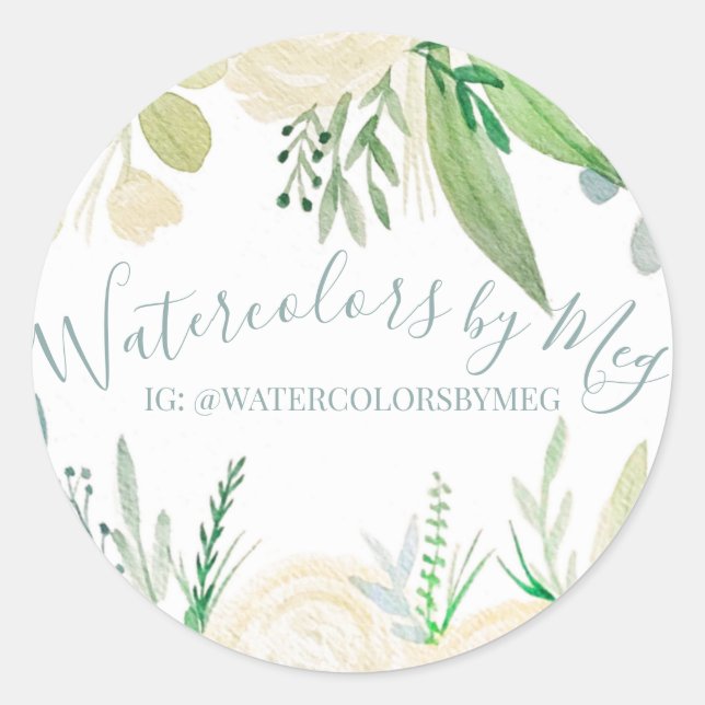 Vattenfärgsetikett Runt Klistermärke (Framsida)