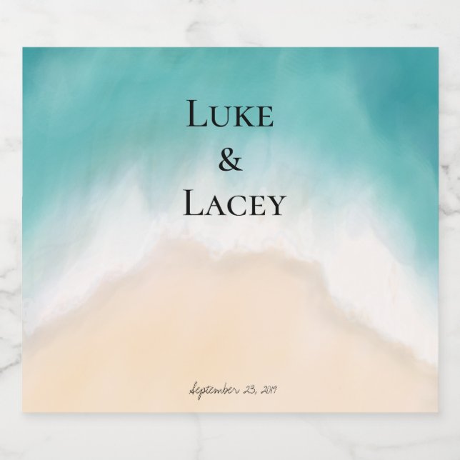 Vattenfärgsetiketter för badbröllop (Enkel etikett)