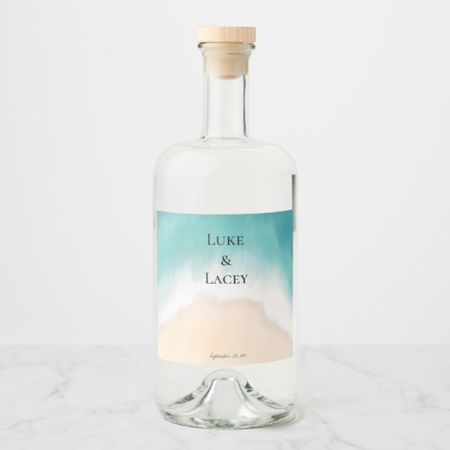 Vattenfärgsetiketter för badbröllop spritflaskor etikett (Framsida)