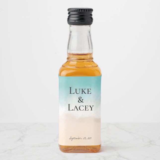 Vattenfärgsetiketter för badbröllop spritflaskor etikett (Framsida)
