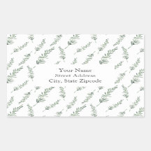 Vattenfärgsetiketter Rosemary Löv Mönster