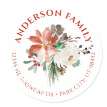 Vattenfärgsetiketter, små runda etiketter, Blommig