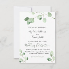 vattenfärgseukalyptus bröllop inbjudningar