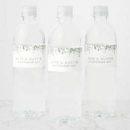 vattenfärgseukalyptus bröllop vattenflaska etikett