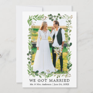 Vattenfärgseukalyptus Vi Har Married Bröllop Meddelande