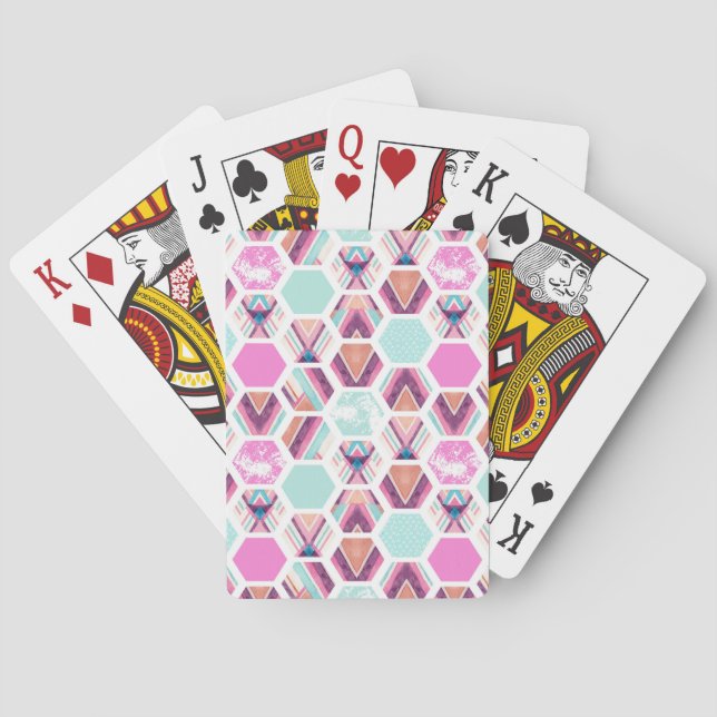 Vattenfärgsexhörningsmönster Casinokort (Baksidan)