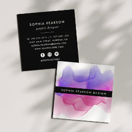 Vattenfärgsfack för modern Magenta | Social Media Fyrkantigt Visitkort