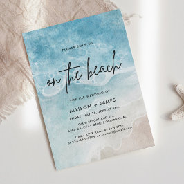 Vattenfärgsfack på Beach-bröllopet Inbjudningar