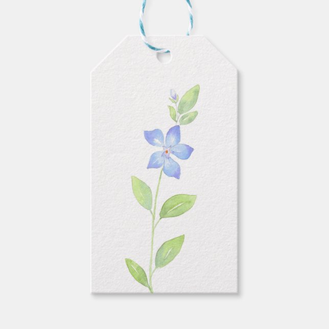 Vattenfärgsfack, periwinkle-blomma presentetikett (Framsidan)