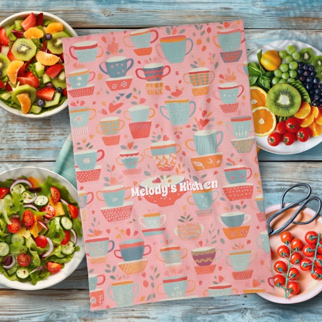 Vattenfärgsfack Tea Personlig Retro Tea Towel Kökshandduk (Skapare uppladdad)