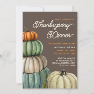 Vattenfärgsfack Thanksgiving Dinner Inbjudningar