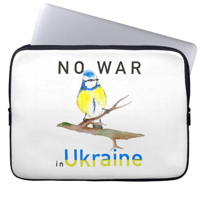 Vattenfärgsfågel Inget krig i Ukraina Laptop Fodral (Framsidan)