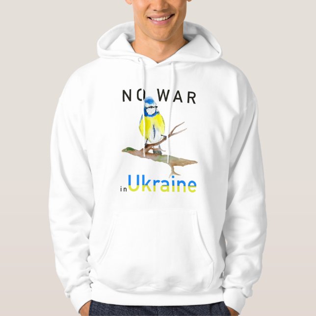 Vattenfärgsfågel Inget krig i Ukraina Patch Car Ma Hoodie (Framsida)