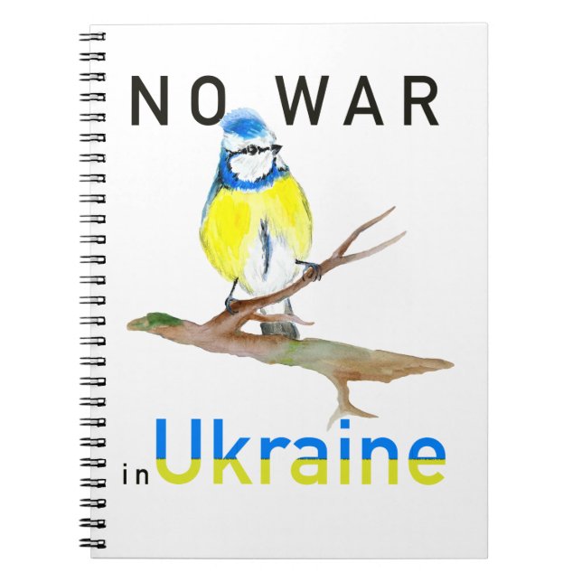 Vattenfärgsfågel No war in Ukraina Tote Bag Anteckningsbok (Framsidan)