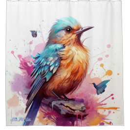 Vattenfärgsfågel Shower Curtain