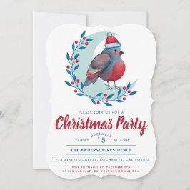 Vattenfärgsfågel vid Måne jul Party Inbjudningar