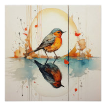 Vattenfärgsfåglar: Mycket detaljerad information o