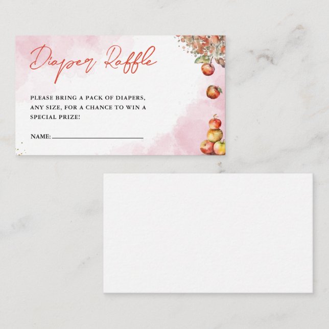 Vattenfärgsfall Apple Baby Shower Diaper Raffle Tilläggskort (Fram/baksida)