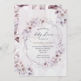 Vattenfärgsfall blommigt babydusch inbjudan