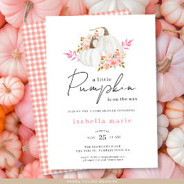 Vattenfärgsfall Blommigt Litet Pumpkin Baby Shower Inbjudningar