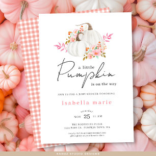 Vattenfärgsfall Blommigt Litet Pumpkin Baby Shower Inbjudningar