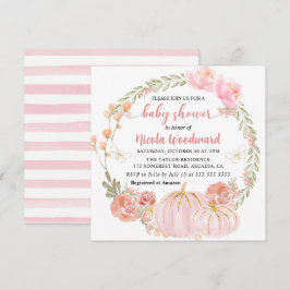 Vattenfärgsfall Blommigt Pumpkin Wand Baby Shower Inbjudningar