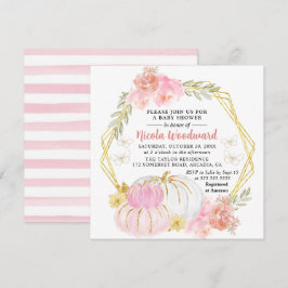 Vattenfärgsfall Blommigt Pumpkin Wand Baby Shower Inbjudningar