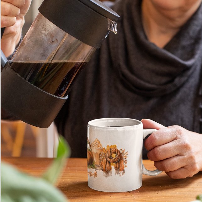 Vattenfärgsfall/hönspumpor Latte Scarf Kaffemugg (Prepare for autumn with this cozy mug, perfect for both hot and cold beverages!)