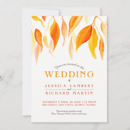 Vattenfärgsfall höst löv bröllop inbjudningar