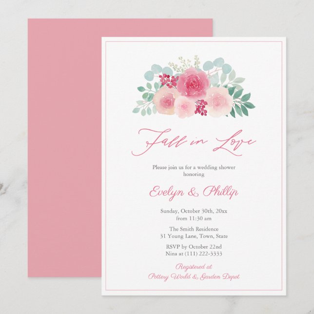 Vattenfärgsfall i Kärlek, hösten Möhippa Party Inbjudningar (Fram/baksida)