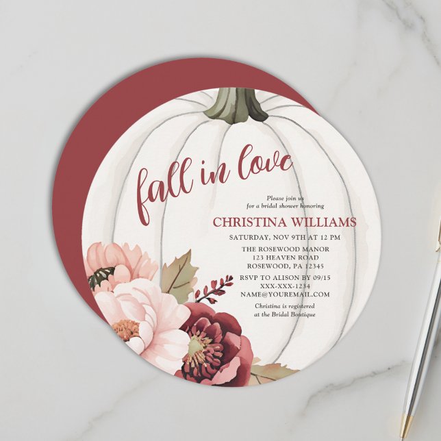 Vattenfärgsfall i Kärlek Pumpkin Möhippa Inbjudningar (Skapare uppladdad)