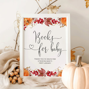 Vattenfärgsfall liten pumpa bokar för baby poster