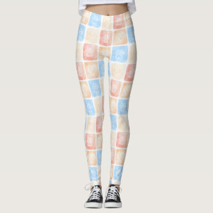 Vattenfärgsfält i Tass avtryck och  i rutor Leggings