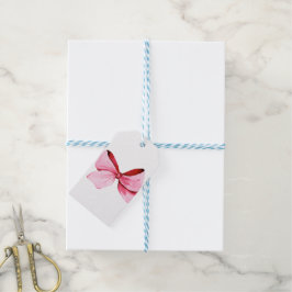 Vattenfärgsfält Rosa Bow Presentetikett