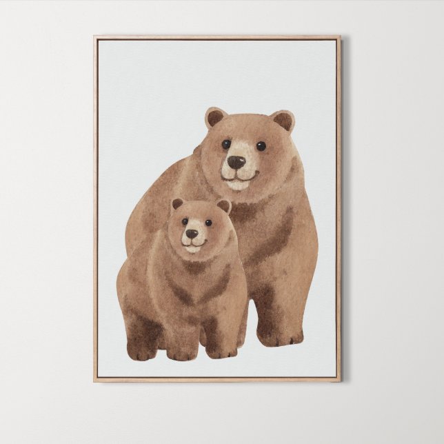 Vattenfärgsfamilj för trädbeklädnad i närområdet D Poster (Watercolor Woodland Family Bear Nursery Room Decor, animal prints, bear prints, )
