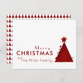 Vattenfärgsfamiljen Träd non-Photo God jul Julkort