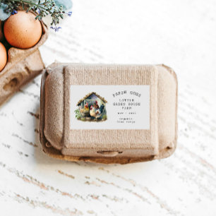 Vattenfärgsfamiljens Vintage Farm Egg Carton Rektangulärt Klistermärke