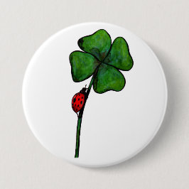 vattenfärgsfantasi ladybird på fyrklöver knapp
