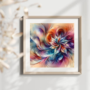 VattenfärgsFantasy-Abstrakt Modern Fractal Flower Fototryck