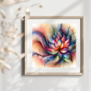VattenfärgsFantasy-Abstrakt Modern Fractal Flower Fototryck